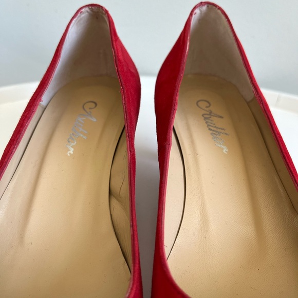 AUTHOR Spain Leather Suede Red Kitten Heel Shoes EU 37/US 6-6.5 - Picture 12 of 13